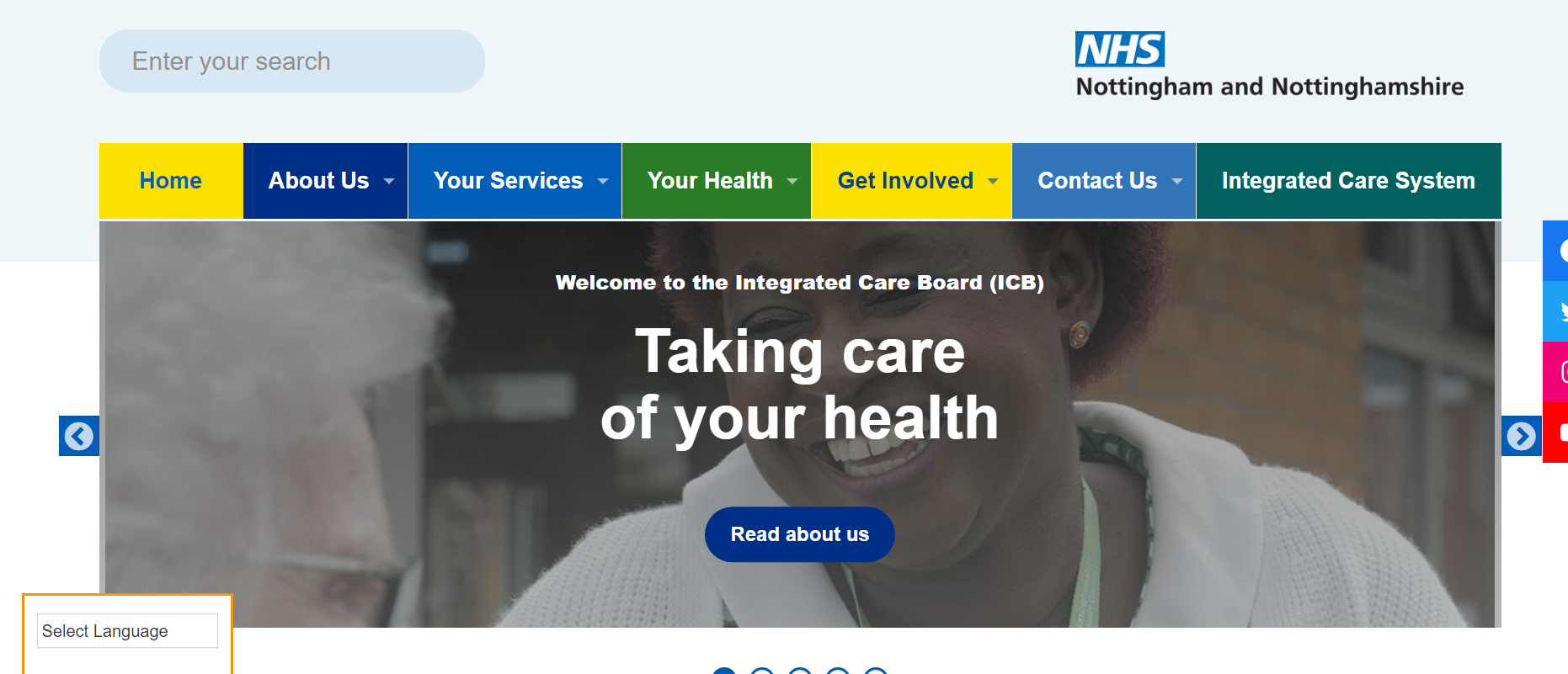 Nottingham and Nottinghamshire ICB website screenshot